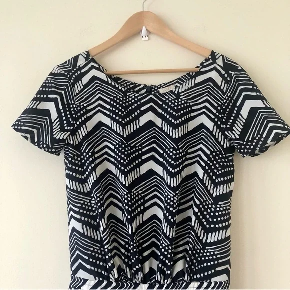 J. Crew Blue and White Pattern Short Sleeve Romper - Picture 3 of 6